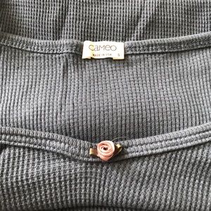 NWOT Waffle Knit Tank with Rose Detail